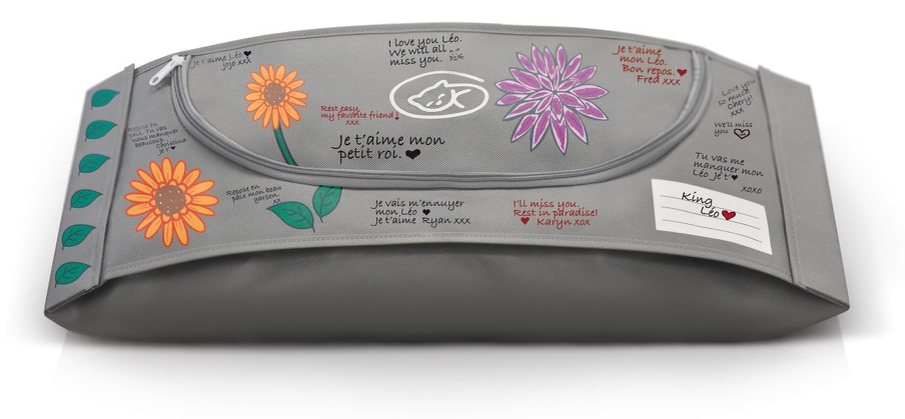 A Euthabag personalised with hand-written farewell messages, flowers and drawings